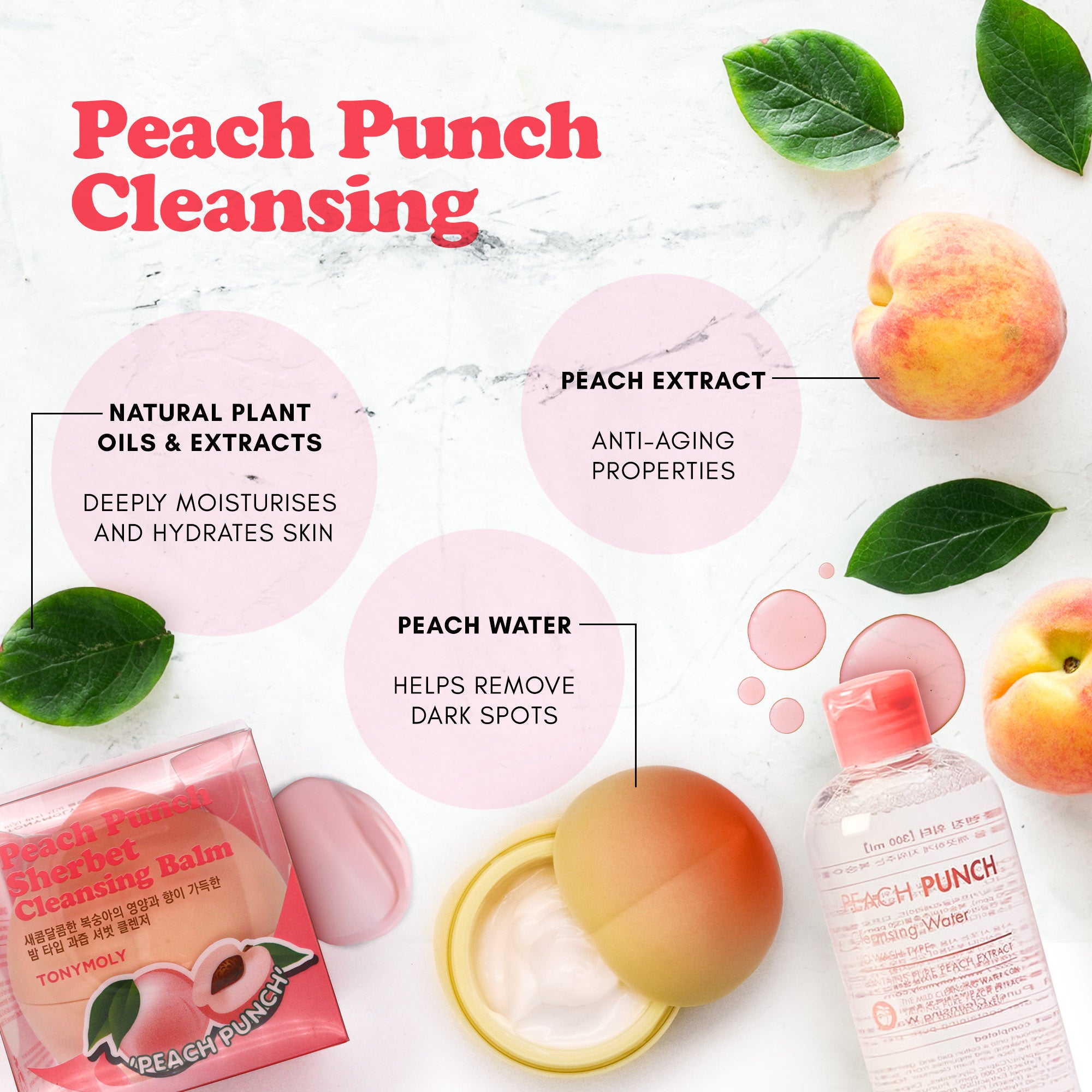 TONYMOLY Peach Punch Cleansing Water 300ml | Korean Skin Care