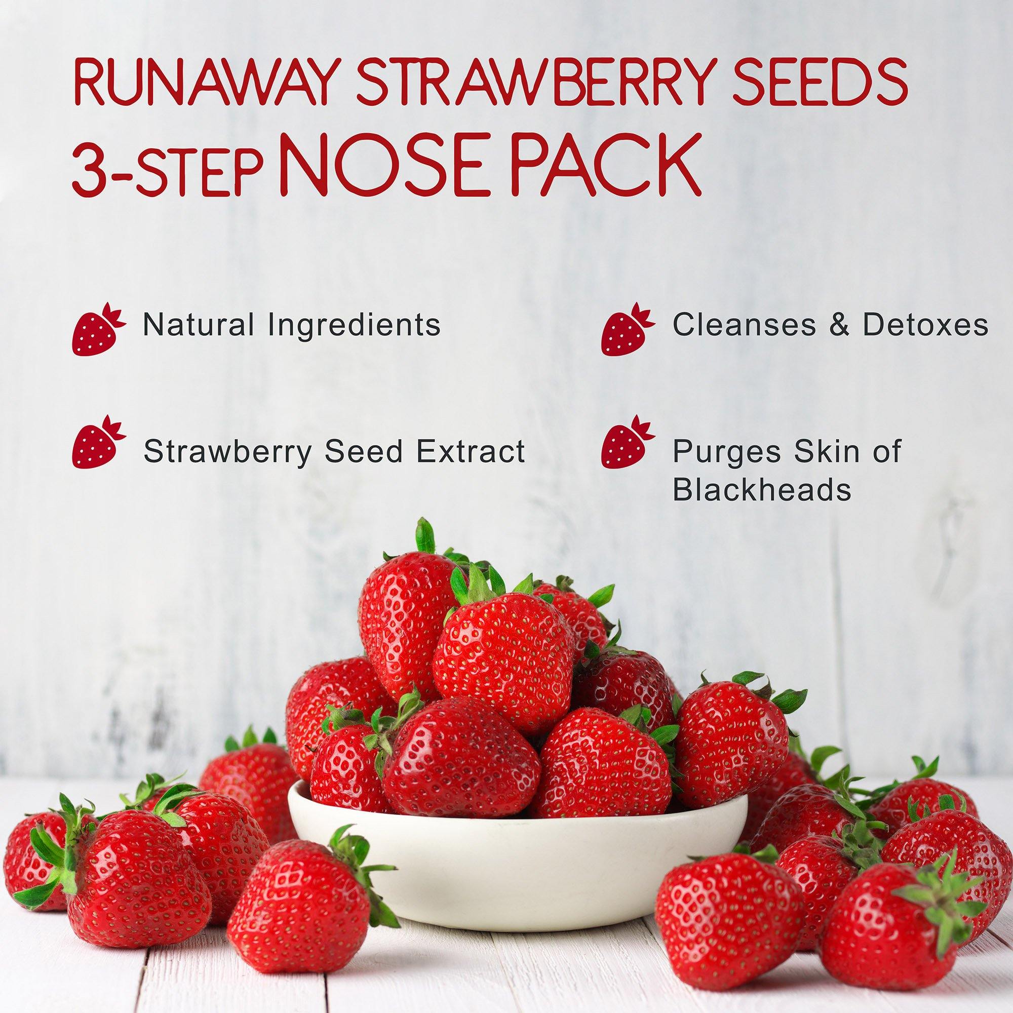 TONYMOLY Runaway Strawberry Seeds 3 Step Nose Pack - Peel Off Nose Strip - TONYMOLY OFFICIAL
